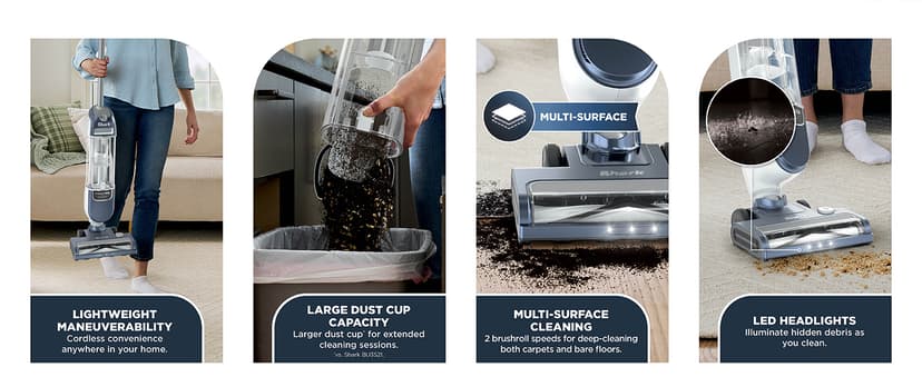 Shark Freestyle Max Cordless Upright Vacuum, Multi-Surface Cleaning, Lightweight, Easy Maintenance, with Large Dust Cup and 2-Speed Brushroll, LED Headlights, Nordic Blue, SV2002