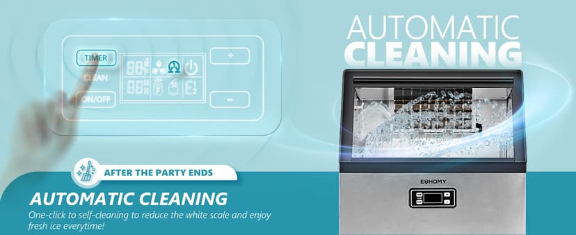 EUHOMY Commercial Ice Maker Machine, 100lbs/24H Stainless Steel Under Counter ice Machine with 33lbs Ice Storage Capacity, Freestanding Ice Maker.