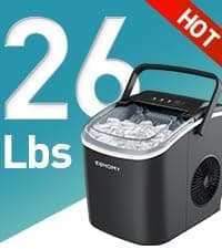 EUHOMY Nugget Ice Maker Countertop with Handle, Ready in 4 Mins, Max 40lbs/24H, Chewable Ice, Self-Cleaning, Portable Sonic Ice Maker with Basket and Scoop, for Home/Party/RV/Camping (Black)