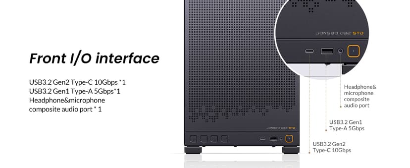 JONSBO D32 STD Micro-ATX PC Case,High Compatibility Mini Desktop Case, Support MATX Back-Connect/BTF MB,365mm GPU/240AIO/163mm Air Cooler, ATX/SFX-L/SFX PSU, USB3.2 PC Gaming,Black