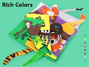 Crinkle Cloth Book Toy for Baby 0-3-6-12-18 Months, Early Development Stroller Soft Toy, Newborn Shower Gift for Boy Girl beiens Baby Books Toys, Tummy Time Touch and Feel Sensory Toys for Infant B07TXYC6WD
