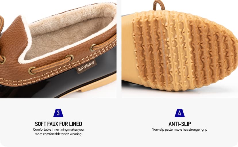 GAWBAW Flat Duck Shoes for Women - Slip On Waterproof Winter Ankle Rain Boots Short Garden Shoes