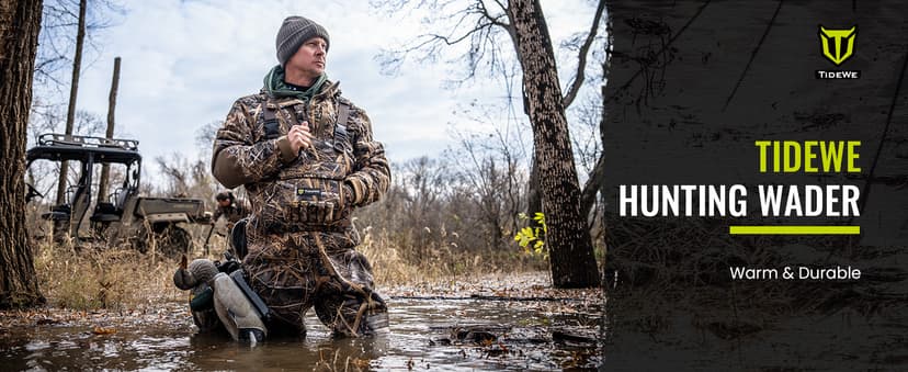 TIDEWE Hunting Waders with Boot Hanger & 600G Insulation, Waterproof Cleated Neoprene Bootfoot Fishing Chest Waders