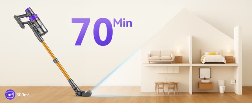 Cordless Vacuum Cleaner, 50KPA Powerful Suction, 70Min Runtime Vacuum Cleaners for Home, Self-Standing Stick Vacuum with Charging Dock Station,Anti-Tangle Brush for Home Pet Hair/Carpet/Hardwood Floor
