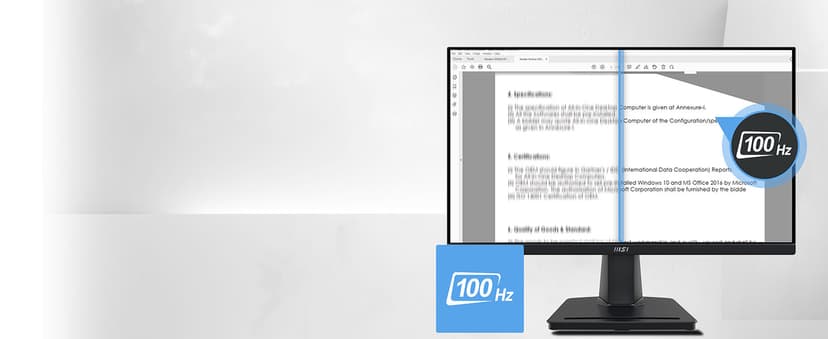msi PRO MP225V, 22-inch, 1920 x 1080 (FHD) Computer Monitor, 100Hz, Adaptive-Synch, HDMI, Video Port, Low Blue Light, Eye-Q Check, VESA Mountable, Tilt, 1ms, Black