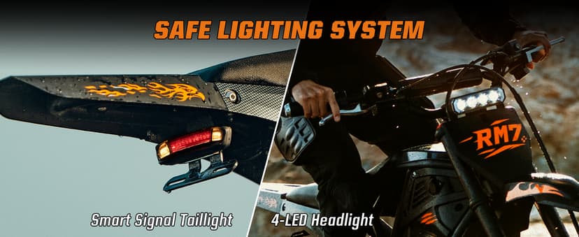 Windone RM7 Electric Dirt Bike for Teens & Adults, 2200W Peak Ebike, 48V 22.5Ah, 37MPH & 45-Mile Electric Motorcycle, 14"/12" Off-Road Tire E-Bike, Dual Hydraulic Brakes, Full Suspension, Fit Age 13+