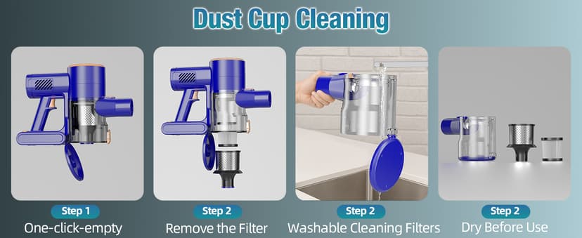 Cordless Vacuum Cleaner, 180° Bendable Wand Stick Vacuum Cleaners with LED Touch Screen, 8-in-1 Lightweight Rechargeable Vacuum with 1.5L Dust Cup for Home Hard Floor Low-Pile Carpet