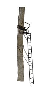 Muddy 2-Person Ladder Tree Stand for Deer Hunting, The Partner, 17' Tall, Black - Adjustable Climbing Treestand with Platform, Straps and Safety Harness for Shooting