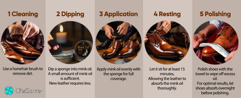 Feilove 4-in-1 Mink Oil Leather Conditioner and Cleaner 3.52 oz - Premium Waterproof Formula for Boots and Shoes