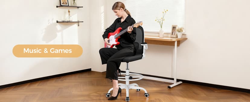 Primy Home Office Drafting Chair - Tall Desk Chair with Flip-up Armrests 3D Lumbar Support, Comfort Drafting Chair with Footrest for Standing Desk, High Chair for Bar Study Work