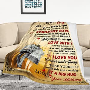 Wife Blanket from Husband - Wedding Anniversary Romantic Gift for Wife/Her/Women - Gifts for Wifes Birthday - Wifes Birthday Gift Ideas - to My WifeThrow Blanket 60 x 50 inch