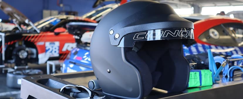 Conquer Snell SA2025 Approved Open Face Auto Racing Race Car Helmet - Adult | Men | Women | Youth - ( Black / White / Silver )
