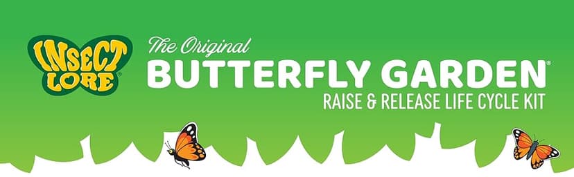 Insect Lore Butterfly Garden Kit – 10 Live Caterpillars, Habitat, STEM Journal, 2 Chrys-a-lid Holding Logs & Feeder – Grow & Release Painted Lady Butterflies – Educational Science Toy