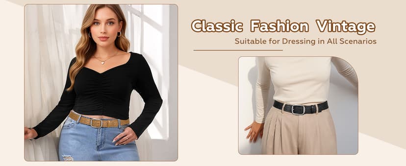 JASGOOD Women's Hollow Flower Genuine Leather Belt for Jeans Pants Wide Belt for Ladies