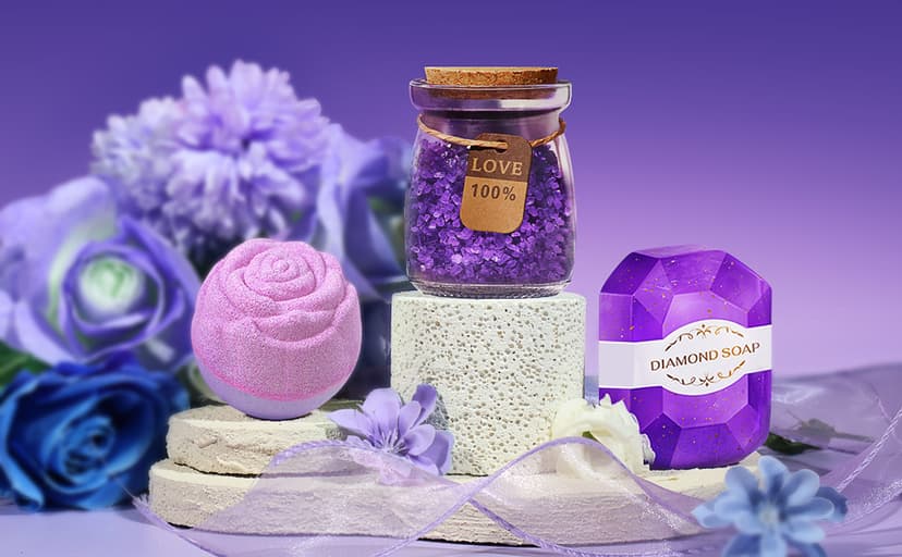Birthday Gifts for Women, Thank You Gifts for Mom, Gifts for Wife, Girlfriend, Sister, Gift Set Idea for Her Christmas - Purple Gift Basket with 20 Oz Novelty Drinking Glasses