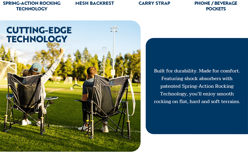 GCI Outdoor Comfort Pro Rocker Collapsible Rocking Chair & Outdoor Camping Chair, Indigo Blue