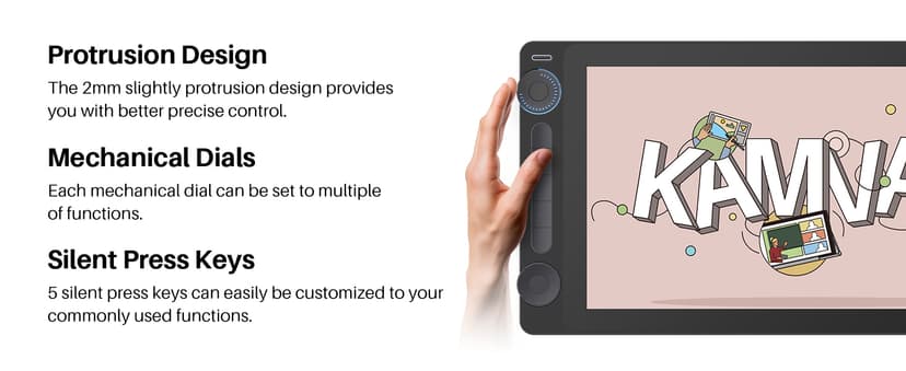 HUION Kamvas 13 (Gen 3) Drawing Tablet with Screen,13.3" Full-Laminated Art Tablet with Anti-Sparkle Canvas Glass 2.0, 99% sRGB, PenTech 4.0, 16384 Pen Pressure, Dual Dial for PC, Mac, Android, Black