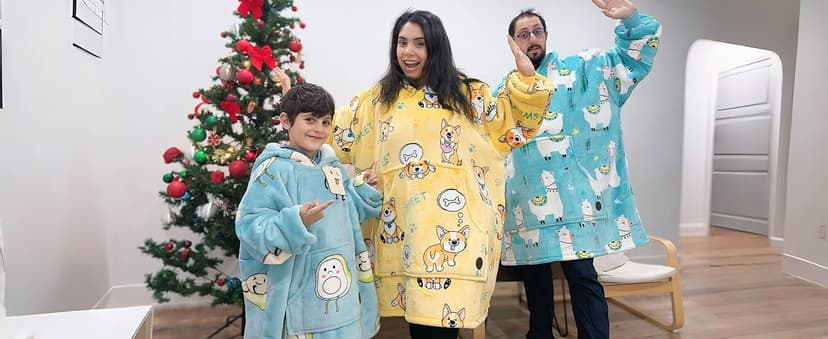 THREE POODLE Wearable Blanket Hoodie for Women, Oversized Sherpa Sweatshirt Blanket for Adults Men, Cozy Hooded Blankets, Gifts for Teen Girls Women Mom Sister