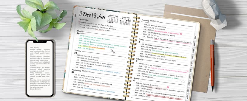 2026 Planner, Aesthetic Weekly and Monthly Planner for Women, Jan 2026 to Dec 2026, Hardcover 2026 Calendar Book with Monthly Tabs, Inner Pocket, Perfect for Office Home School - A5 (6.3" x 8.5"), Sunset