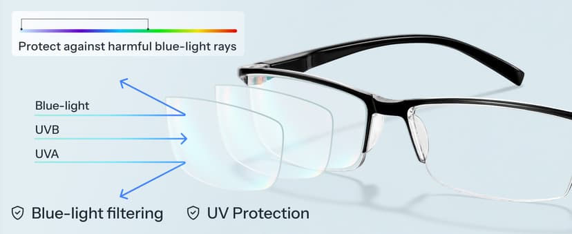 Gaoye Executive Style Reading Glasses Men - Durable Readers with Blue Light Filtering- Comfortable Fit with TR90 Frames