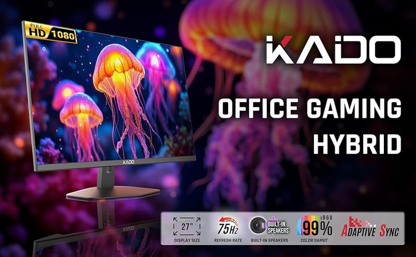 Kado Dual Monitor Setup - 2-Pack 27" 1920x1080 Computer Monitor 75Hz VESA Mount HDMI Office Gaming Hybrid Built-in Speakers (E27X Dual Series)