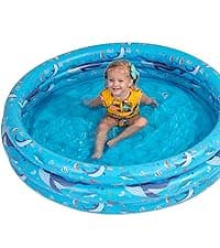 2-in-1 Inflatable Kiddie Pool, 65"x39"x10" (5'5") Soft Cushioned Floor, Handles, Drain, Shallow Rectangular Blowup Swimming Pool for Kids Age 2+ Toddler Ball Pit, Small Adult Backyard Tanning Pool