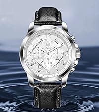 OLEVS Mens Watches Dress Waterproof Watch with Date Day Analog Quartz Casual Wrist Watch Large Number Classic Luxury Luminous Scales 41mm Big Face Easy Read Reloj para Hombre