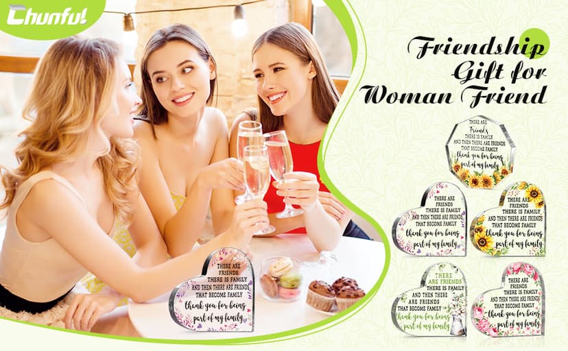 Christmas Friendship Gift for Women Girls Going Away Best Friend Birthday Gifts Friend Acrylic Plaque for Coworker Retirement Christmas Keepsake Decor(Heart)