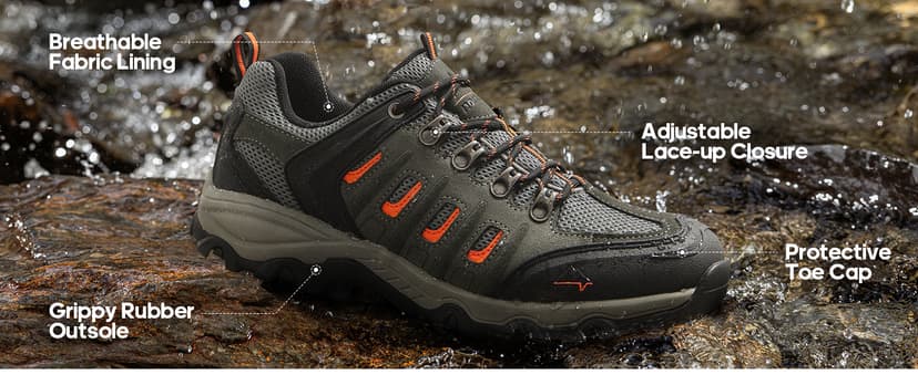 NORTIV 8 Men's Waterproof Hiking Shoes Leather Low-Top Hiking Shoes for Outdoor Trailing Trekking Camping Walking