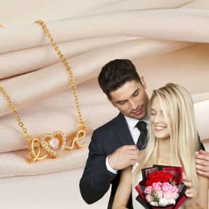 EIGHTOWN Roses Bouquet Artificial Flower - Preserved Red Rose Flowers with Love Necklace for Her - Unique Gifts Valentine's Day, Mother's Day, Thanksgiving, Birthday, Anniversary