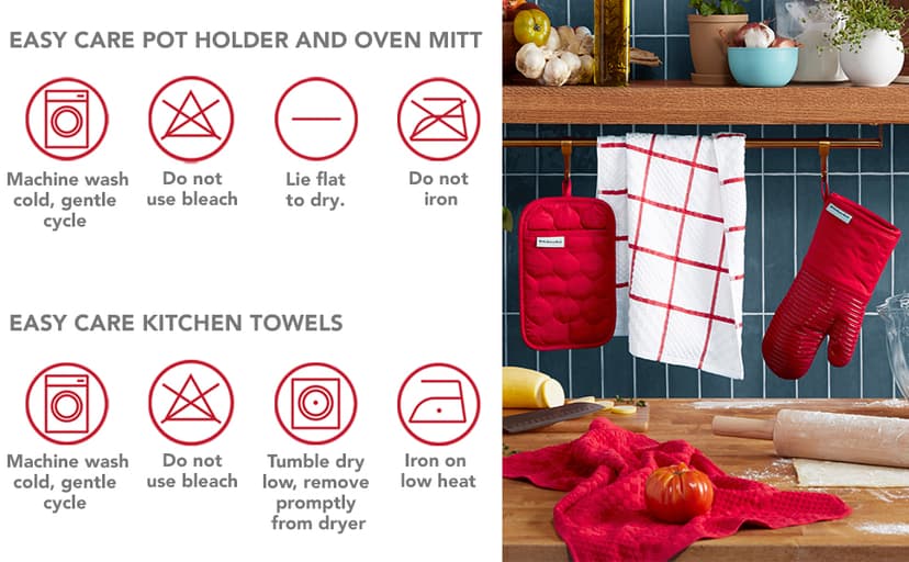 KITCHENAID Quilted Cotton Terry Cloth Oven Mitt, Pot Holder, Kitchen Towel 4-Pack Set, Heat Resistant, Silicone Grip, 16"x26", 7"x13" & 7"x10", Milkshake Tan B0BMKJFFP1
