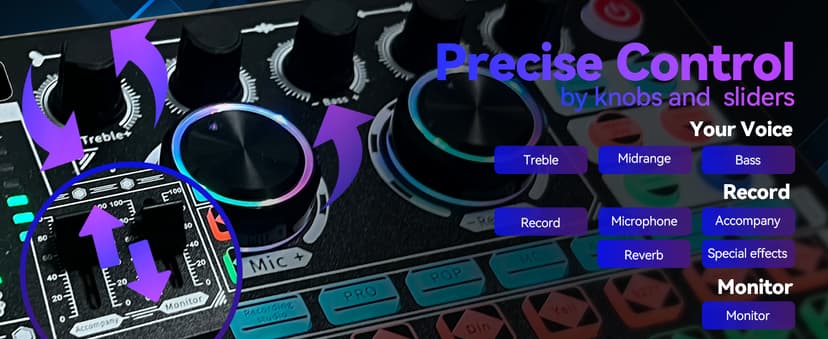 HALCONTORNO Podcast Sound Board F999 Plus - Music Mixer Board, Audio Mixer for YouTuber Streamer Music Gamer, Audio Interface, DJ Equipment Sound Card for Beginners (F999 Plus)