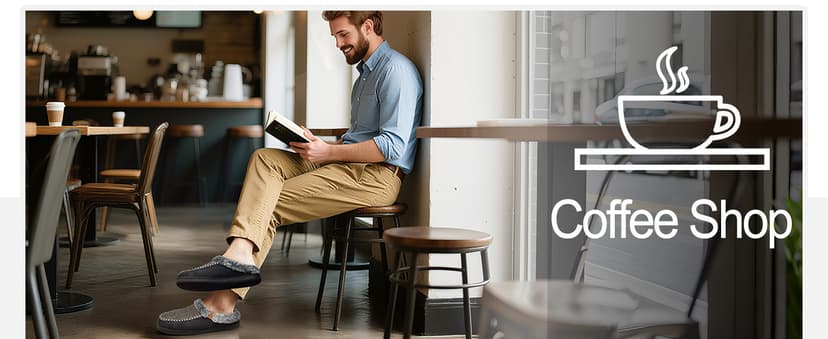 ATHMILE Men's Slippers Slip On Moccasin, Indoor Outdoor Warm Fuzzy Comfy House Shoes, Fluffy Wide Loafer Home Bedroom Slippers