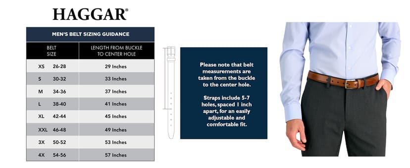 Haggar mens Leather Dress Belt for Suits and Pants - Classic, Formal, Business, Work