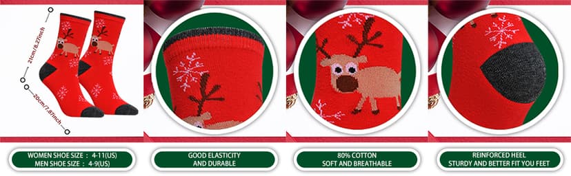 MarJunSep 15 Pairs Women's Christmas Socks Gifts for Women Adults Family Coworkers Cotton Holiday Socks Stocking Stuffers