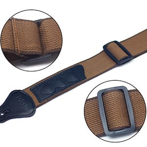 ROTOPATA Acoustic Guitar Strap with Pick Holders, Adjustable Leather Straps with 2 Buttons 2 Locks 3 Guitar Picks, Guitar Accessories for Electric Bass Ukulele, Black