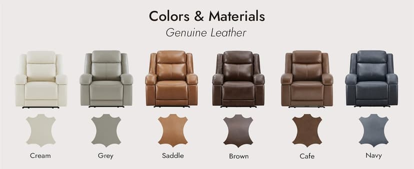 Watson & Whitely Genuine Leather Power Recliner Chairs for Adults, Wall Hugger RV Recliner with Power Headrest & Charging Ports, Electric Recliner Sofa Chair for Living Room, Grey