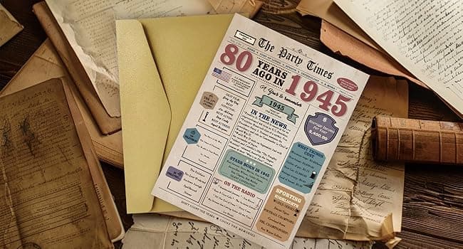 80th Birthday Card Gifts for Men Women, Retro Gifts for 80 Year Old Man Woman, 80th Birthday Decorations for Grandpa Grandma