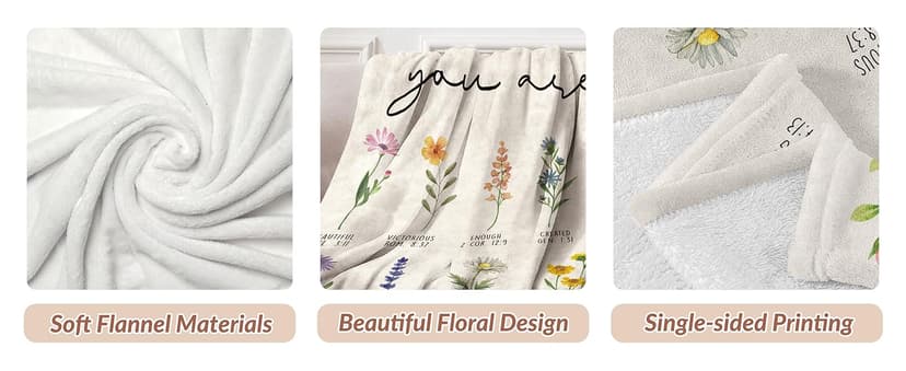 Afterprints Christian Gifts for Women, Christian Blanket with Flowers, Birthday Gifts for Women, Inspirational, Religious Gifts for Sister, Friend, Daughter, Mom, Soft Throw Blankets 50'' x 60''