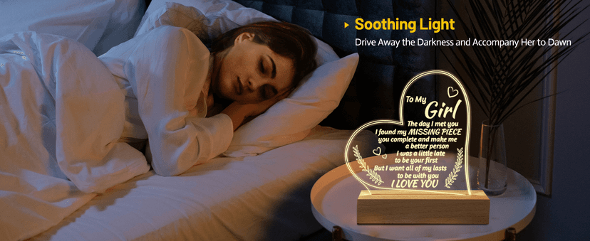 Romantic Gifts for Girlfriend, to My Girlfriend Engraved Night Light, I Love You Gifts for Her, Cute Girlfriends Anniversary Birthday Gifts for Her from Boyfriends