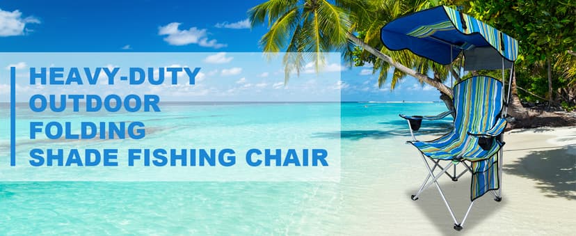 Camping Chair with Adjustable Canopy Shade, Portable Folding Chair with Cup Holder & Side Pocket for Beach, Fishing, Camping - Support 330 LBS (Streak)