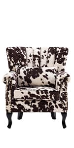 Kmax Orange Accent Chair Velvet Wingback Chair with Pillow Nail-Head Channel Tufted Oversized Club Chair for Living Room Bedroom Guest Room