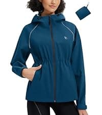 baleaf Men's Rain Jacket Waterproof Windbreaker Raincoat Running Cycling Hiking Gear Hood Lightweight Reflective Packable