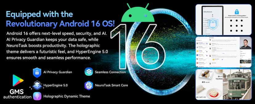 Tablet 2026 World's First Android 16 Tablet with Gemini AI, 11 Inch FHD Display, 24GB RAM 128GB ROM /2TB TF, T7250 CPU+13MP Camera, 8000mAh, Widevine L1, 2 in 1 Tablets with Keyboard Mouse Stylus