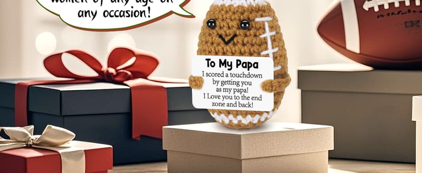 Positive Handmade Crochet Dad Gifts, Funny Small Gift for Dads, I Love You Papa Gift Idea, Unique Football Doll for Bonus Dad BiuNiuring Papa Fathers Christmas Birthday Gifts from Daughter Son Wife B0GDFSDRNZ