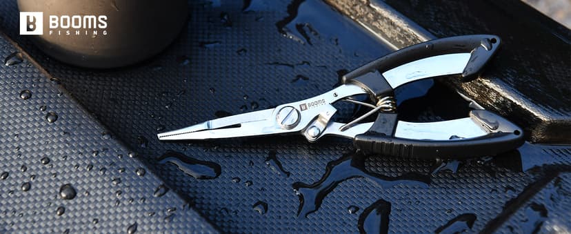 Booms Fishing H01 Small Fishing Pliers Scissors Braid Cutters Lightweight Stainless Steel Fishing Tools Split Ring Pliers Hook Remover, Green