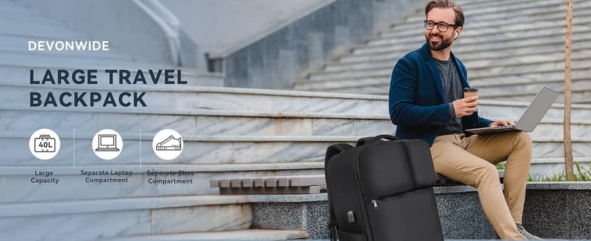 Extra Large 50L Travel Backpack Carry On Flight Approved, Luggage Backpack with Shoes Pouch, Suitcase Backpacks With 3 Packing Cubes, Personal Item Travel Bag, Black