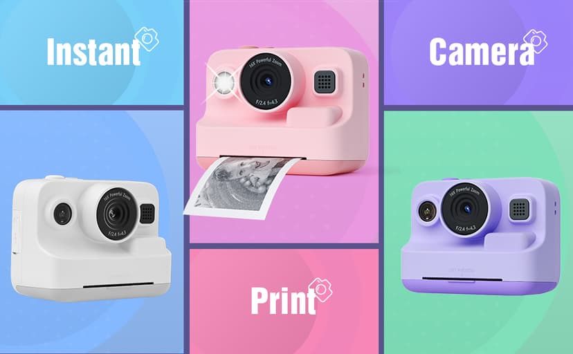 Kids Camera Instant Print,1080P Kids Instant Cameras That Print Photos,Christmas Birthday Gifts for Girls Age 3-12,Portable Toy for 3 4 5 6 7 8 9 10 Year Old Girls Boys Pink