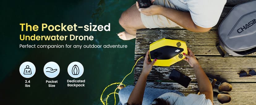 Chasing Dory Underwater Drone - Palm-Sized 1080p Full HD Underwater Drone with Camera for Real Time Viewing, APP Remote Control Green (Yellow)