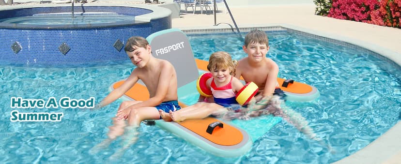 FBSPORT Inflatable Pool Float Lounger for Adults, Water Floating Chair Pool Float Raft with Cup Holder and Backrest for Swimming Pool, Lake, Party and Beach